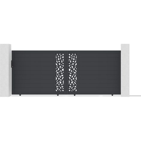 RUIVO 4 m Schiebetor, 160 cm hoch, graues Aluminium