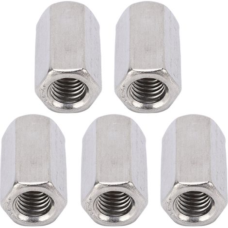 Lot de 5 écrous hexagonaux de raccordement métriques M12 x 1,75, 19 L35 mm, en acier inoxydable, pour tige longue. (1/5)