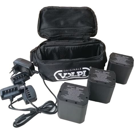 KIT 3 BATTERIE AL LITIO 21,6V 4Ah RICARICABILI +CARICATORE 3 VIE +MARSUPIO VOLPI (1/4)