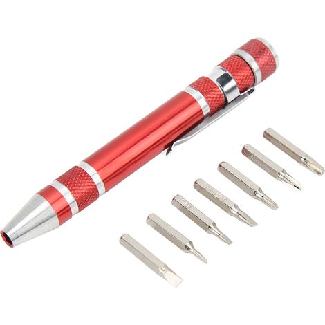 8-in-1 Taschenschraubendreher, Mini-Magnetstift, Schraubendreher für Feinschrauben, Rot (1/5)