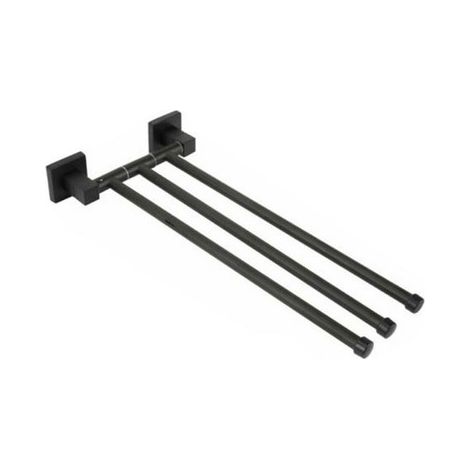 PORTA ASCIUGAMANI 3 ASTE SUPPORTO PER BAGNO DA MURO ASTA CASA NERO 02118 (1/2)