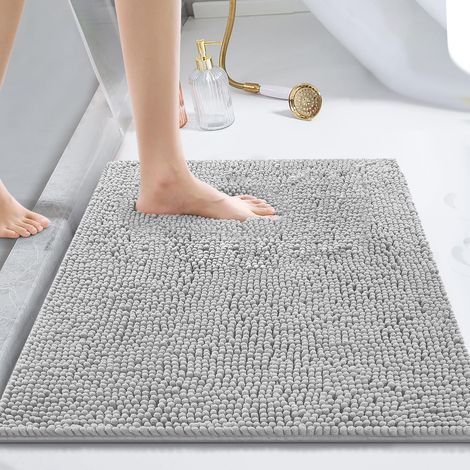 Tapis de bain, 40x60cm, super absorbant, antidérapant, lavable (à la main et en machine), gris. (1/5)
