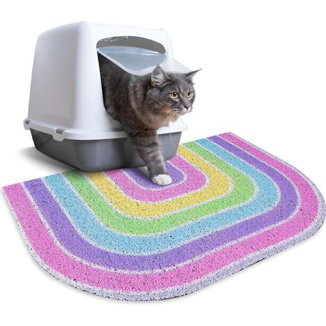 Katzenstreumatte in Wabenform, rutschfest, wasserdicht, doppellagig, leicht zu reinigen, großformatig, absorbiert Feuchtigkeit, ideal für die Katzentoilette. (1/5)