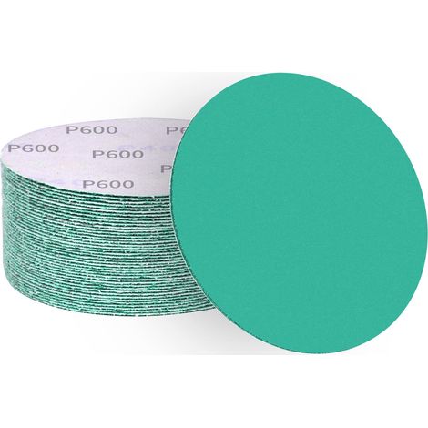 Disques abrasifs 150 mm grain 600, papier abrasif en alumine calcinée, revêtement abrasif antiadhésif pour ponceuse orbitale (50 pièces) (1/5)