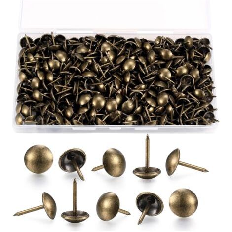 Lot de 200 clous décoratifs pour tapisserie, clous décoratifs pour tapisserie, clous pour meubles en laiton antique pour fauteuils, canapés et articles en bois - 11 x 17 mm (1/5)