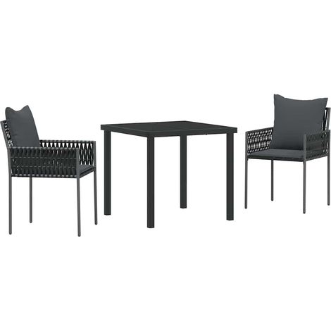 Garden Dining Set 3 pcs Black and Grey PE Rattan vidaXL (1/5)