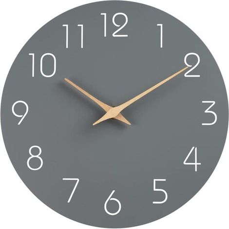 Horloge murale silencieuse pour cuisine, bureau, salon, batterie alimentée - 10 pouces (Grey), accessoire de cuisine pratique (1/4)