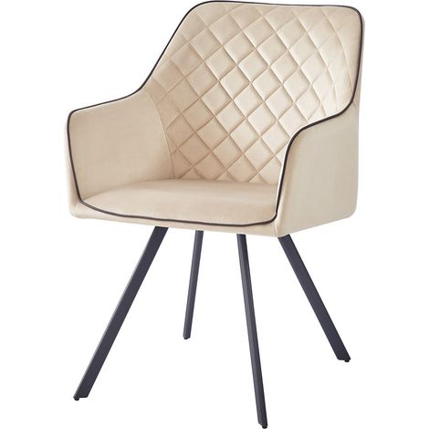Sedia di design Amber in velluto beige e ferro (1/4)