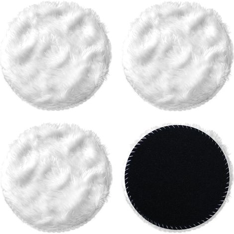 Lot de 4 Tampons de Polissage 125mm en Laine Synthétique pour Ponceuse Orbitale DA, Polisseuse de Voiture et Meuble, Support Auto-Agrippant, Lavables et Réutilisables (1/5)