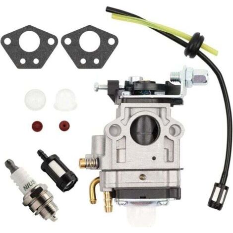 Carburatore per decespugliatori da 52cc, 49cc e 43cc. Kit carburatore completo di guarnizione, tubo flessibile, candela e filtro carburante. Carburatore per decespugliatore.