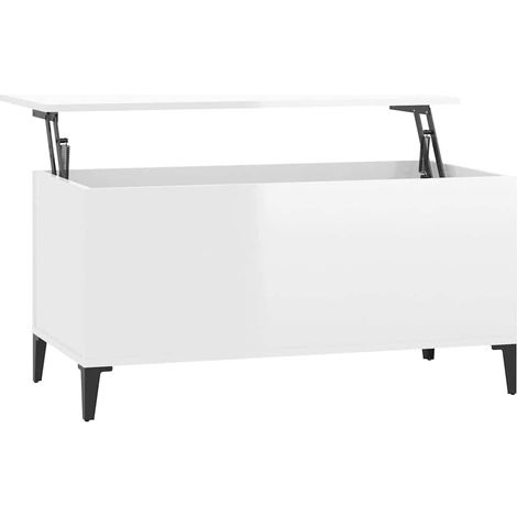 Maison Exclusive - Couchtisch Hochglanz-Weiß 90x44,5x45 cm Holzwe (1/5)