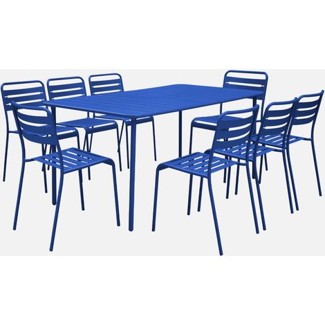 Set mesa de jardín bistró de acero con 8 sillas, 160cm (1/5)