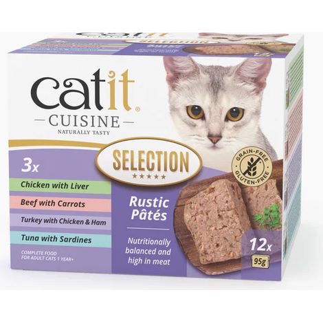 Catit Cuisine - Sélection de pâtés pour chats - Assortiment varié - 12 unités