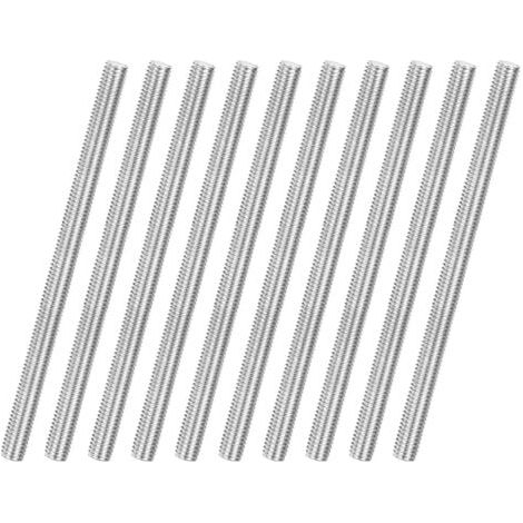 Lot de 10 tiges filetées M6 x 100 mm en acier inoxydable 304, filetage à droite, pour boulons d'ancrage/pinces/étriers de fixation de meubles, vis à filetage métrique (1/5)