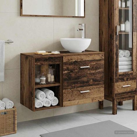 vidaXL Set di mobili per il bagno 2 pcs Legno antico