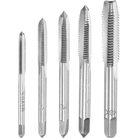 M3 M4 M5 M6 M8 Handgewindebohrer-Satz Schnellarbeitsstahl Gerade Spline Metrische Gewindeschraube Unbeschichtete Gewindebohrer 5Stk (1/5)