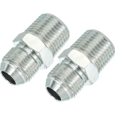 Connecteursmamelon réducteur hexagonal Adaptateurtuyau 3/4" Mâle 37° Flare JIC x 1/2" NPT, 2 Pack Raccordtuyau Réducteur Adaptateurmamelon en acier plaqué Raccord hydraulique - (1/5)