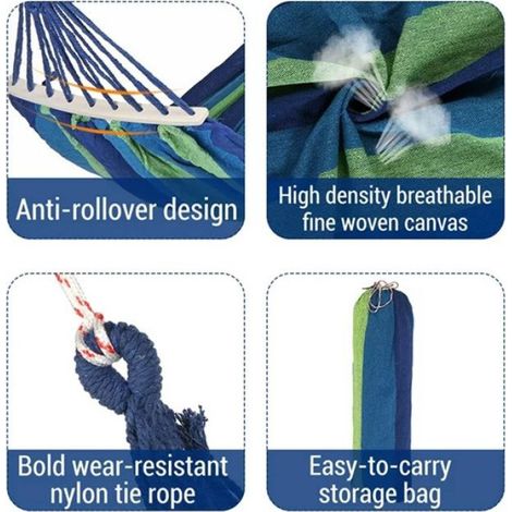 Hamac suspendu - - Toile extra-lourde - 200 kg - Utilisation extérieure - 1 personne (1/4)