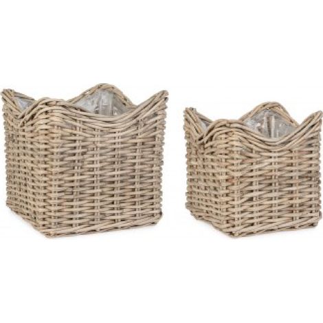 Set 2 Ceste haris quadrate con rivestimento interno in nylon  da esterno -Grigio