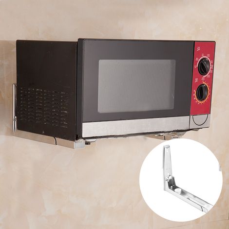 Support mural pliable et télescopique en acier inoxydable 304 pour four à micro-ondes, avec étagère de rangement. (1/5)