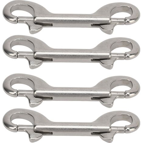 Lot de 4 mousquetons à double extrémité en acier inoxydable 316 de qualité marine, en forme de B, pour cordes, chaînes et sangles. Longueur : 100 mm / 3,93 po, charge admissible : 90 kg / 198,41 lb (1/5)