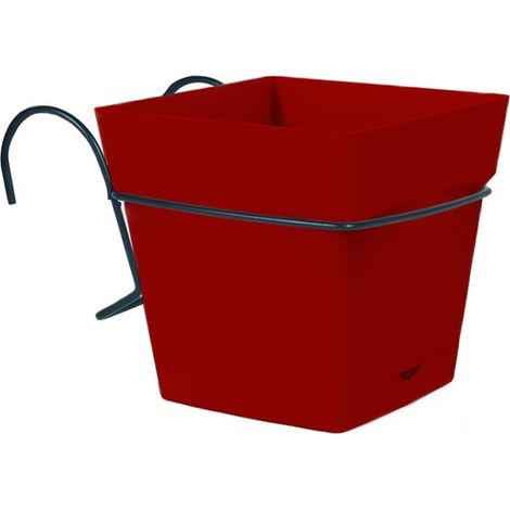 Pot carré TOSCANE 3,4L avec support - Rouge rubis