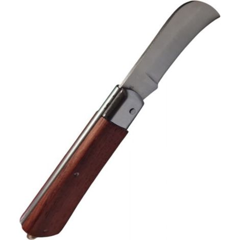 Coltello Innesto Pieghevole Lama Inox Manico Legno Giardinaggio