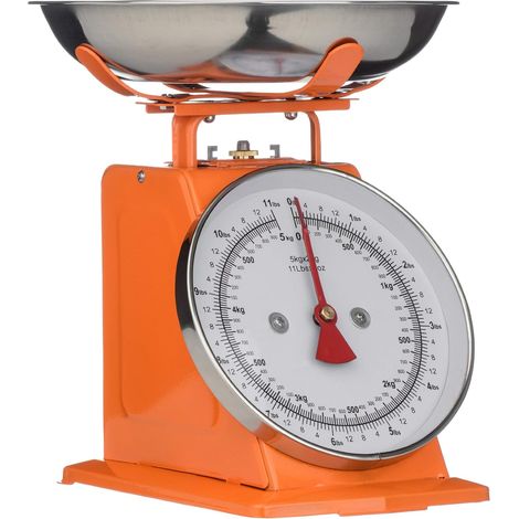 Housewares 0807086 Balance de Cuisine Acier Inoxydable Orange 5 kg