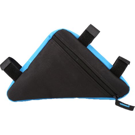 Sacoche triangulaire de cadre vélo, sac de rangement pour tube supérieur, accessoires cyclisme, poche à outils avec dégagement rapide, noir et bleu (1/3)