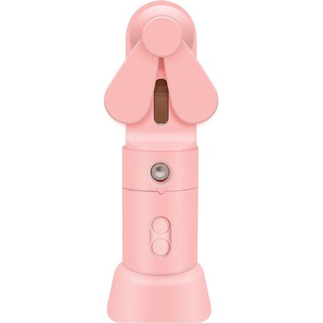Mini ventilateur avec brumisateur nano-humidificateur, 3 vitesses de ventilation, chargement USB, base antidérapante, longue autonomie (1/5)