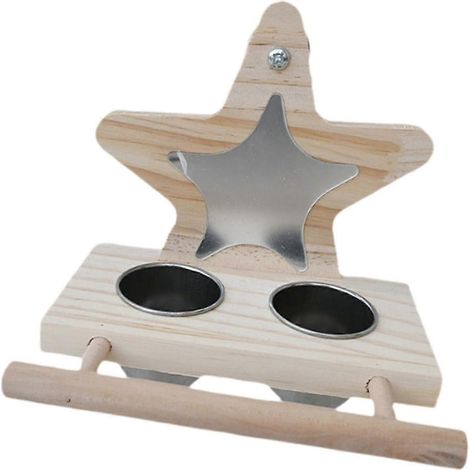 Vogel-Spiegelspielzeug mit Sitzstange, Papageien-Spiegelfutternäpfe für Wellensittiche, Sittiche, Unzertrennliche und Aras-Pentagram