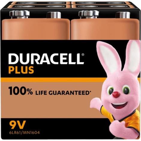 Duracell Plus 9V MN1604/6LR61 ML BP4 Block Pilas Blister 4