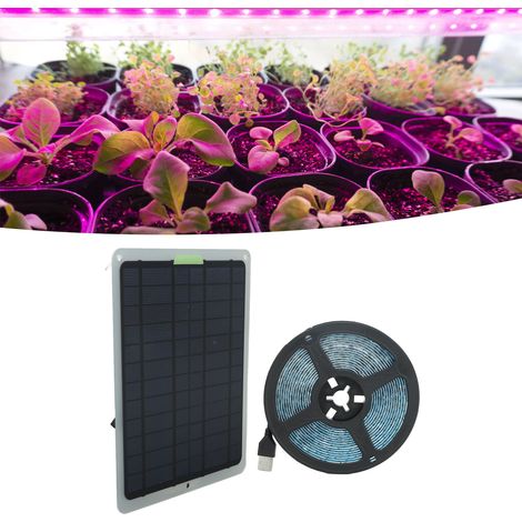 20-W-Solarpanel, 5 Meter lange LED-Gartenbaulampe mit Solarwachstumsspektrum für Gemüsesetzlinge, Wasserpflanzen und als zusätzliche Innenbeleuchtung mit Batterieschutzbox. (1/5)
