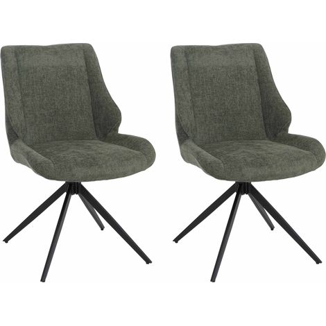 2er-Set Esszimmerstuhl HHG-026, Küchenstuhl, drehbar Auto-Return, Stoff/Textil Chenille (320g/m²) Öko-Tex grün (1/5)