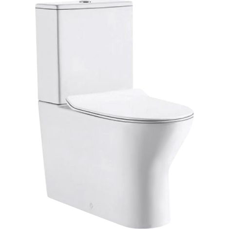 WC sans bride SIDNEY - Sortie Horizontale avec abattant slim soft close en Duroplast déclipsable - Bathco (1/2)