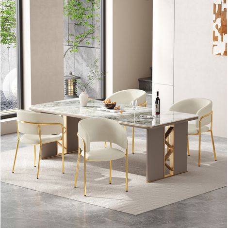 4 St Moderner Stuhl mit Schrägstuhlbein, Verstellbare Füße und Cordstoff, Ideal für Wohnzimmer, Offene Bürofläche, Esszimmer (Beige) (1/5)