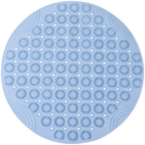 30x30cm PVC Tapis de Bain de Massage Rond Tapis Douche Antidérapant Tapis de Salle de Bain Antibactérien Tapis de Douche Lavable en Machine Tapis de Baignoire avec Trous de Drainage et Ventouses,bleu (1/4)