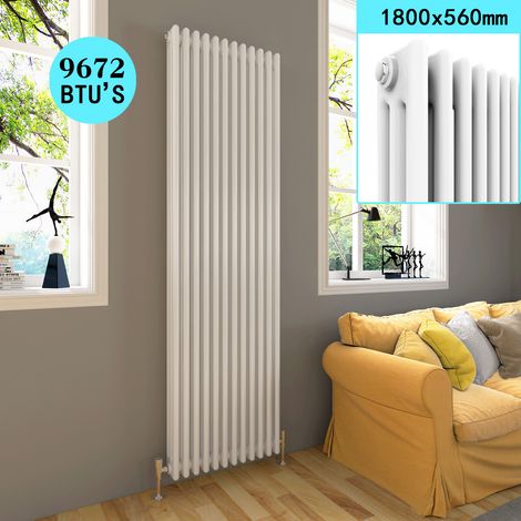 ELEGANT Traditional Radiator 1800 x 550 mm Rads White Cast Iron Triple Radiator Vertical Panel Radiators 3 Column (1/5)