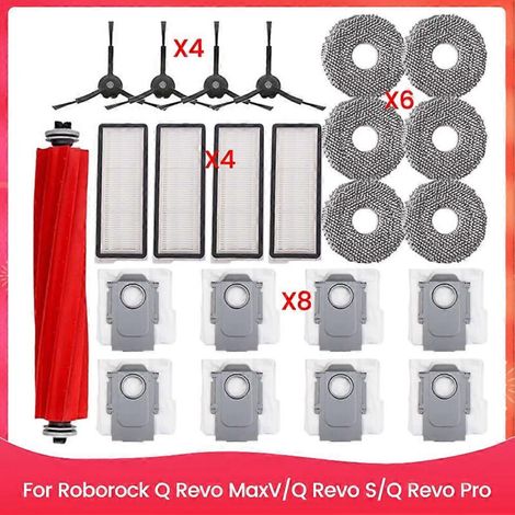Pièces de rechange pour Roborock Q Revo MaxV/Q Revo S/Q Revo Pro : brosse principale, sac à poussière, filtre HEPA, chiffons de nettoyage A (1/5)