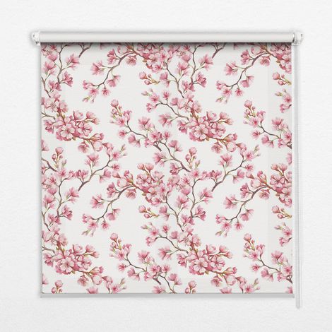 Tenda a Rullo Interna per Finestra - Tenda Filtrante Luce - Tenda Privacy - Tenda Decorativa Rettangolare - Rullo per Interni - (120 cm x 140 cm) - Boccioli di petali rosa su un albero (1/5)