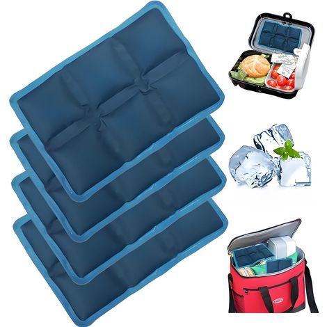 JSSEVN-4 Pièces Bloc Glace pour Sac Isotherme, Réutilisables Bloc Refrigerant, Pain de Glace pour Sac Isotherme (1/5)