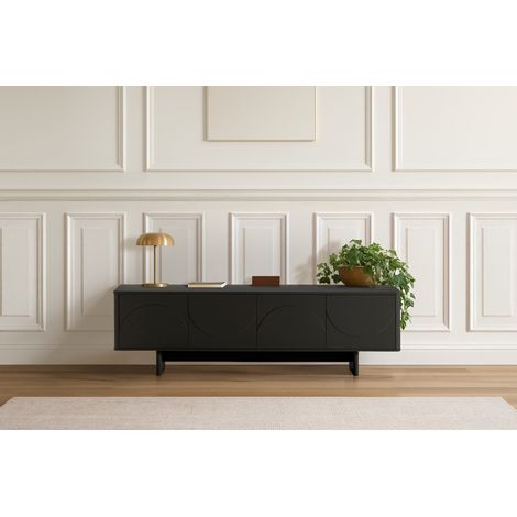 BOBOCHIC - Meuble TV 4 portes 180 cm ESTEBAN formes géométriques Noir (1/4)