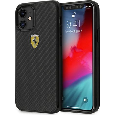 Funda rígida Ferrari FERCAHCP12SBK para iPhone 12 mini5.4 negra/negra On Track Real Carbon (1/5)