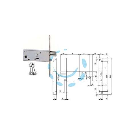 SERRATURA DA INFILARE DOPPIA MAPPA PER FASCE MM.64 H 961 - mm.90 (961901B4) confezione industriale