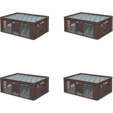 BRB 4x boîte en verre 600x400 mm 33 verres jusqu’à 205 mm hauteur/diamètre 75 mm, brun