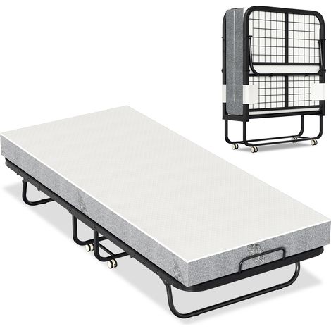 TolleTour Klappbett 90x200 cm mit 13 cm Matratze, Gästebett mit Rollen, bis 200 kg (1/5)