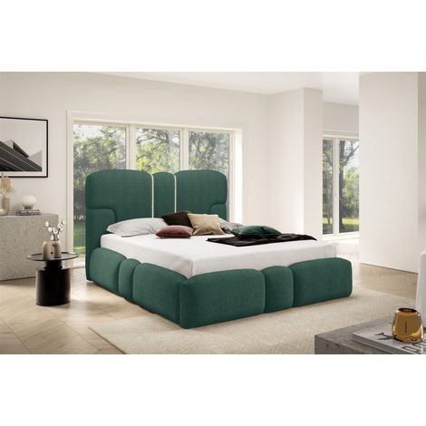 Polsterbett Schlafzimmerbett JORDAN 120x200cm Komplettset in Stoff Doha Meeresgrün