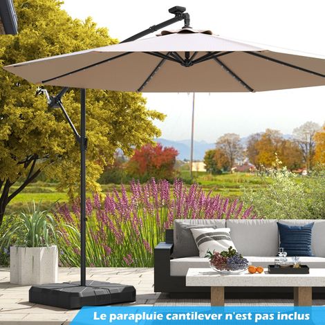 Base de Parasol Résistante Socle de Parasol Rempli d’Eau et de Sable Jusqu’à 80 KG avec Poignées Découpées Support de Parapluie Noir (1/2)