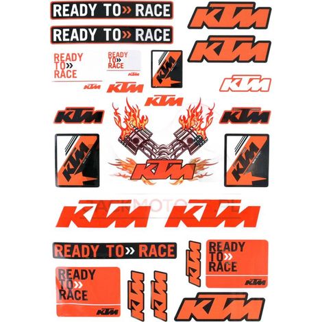 Adesivi replica KTM 18x26 cm Foglio pronto per la gara Motocross medio