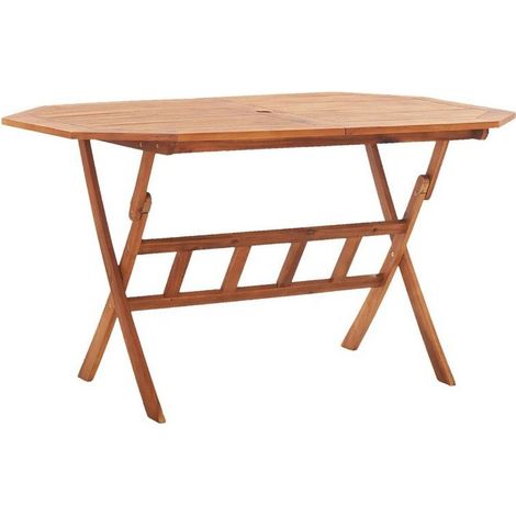 Table de jardin pliable acacia massif clair Lilis 135cm (1/4)